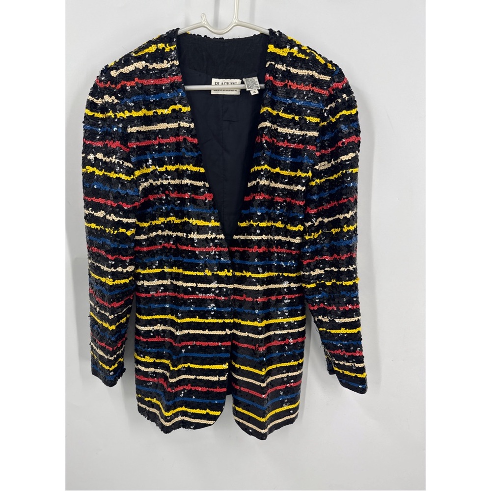 Black tie, vintage silk sequin colorful Striped Blazer 6